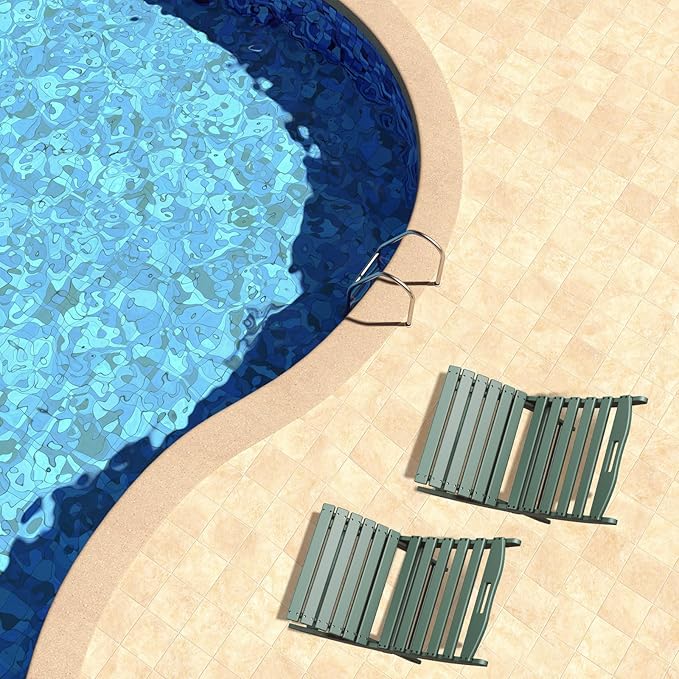 GREENVINES Folding Wave Chairs Set of 4 | Xavier | Portable Adirondack Chair | HDPE | All Weather | Forest | for Fire Pit Beach Poolside Outdoor Deck Garden Patio Porch Fishing
