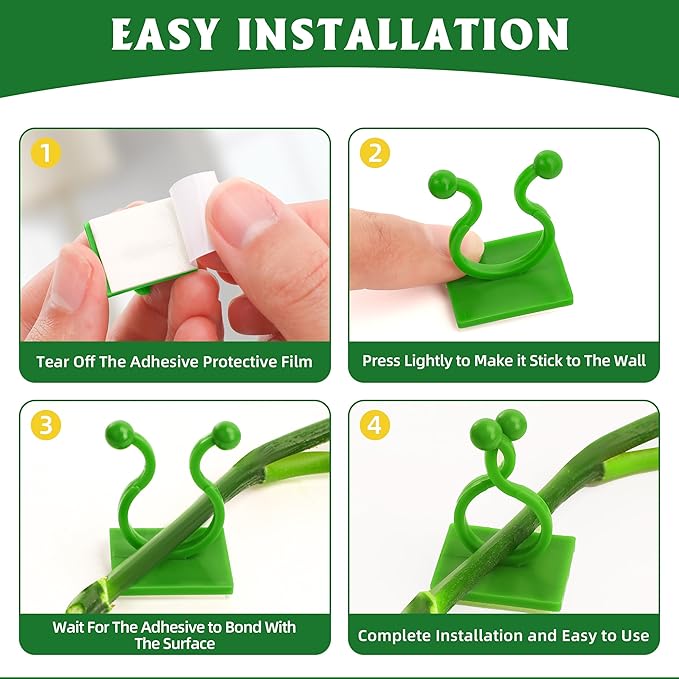 Wall Clips for Climbing Plants 180 PCS, Plant Clips for Climbing Plants, Wall Plant Holder for Vines Plant Clips for Indoor Plants, Vine Wall Clips Plant Hooks for Vines (Green)