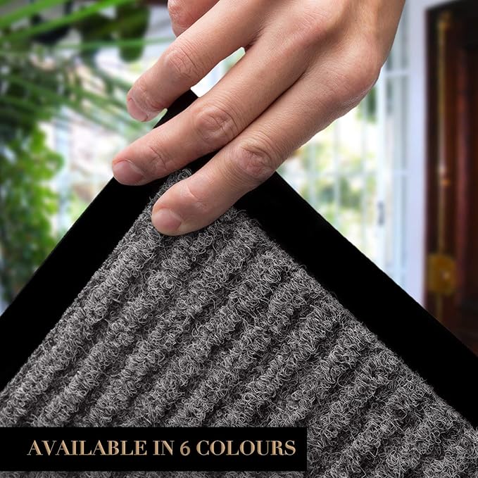 LuxUrux Striped Gray Door Mat - Heavy Duty, Indoor/Outdoor, Waterproof, Low-Profile (4x8 Feet) - Ideal for High Traffic Areas - Stylish Durable Solution