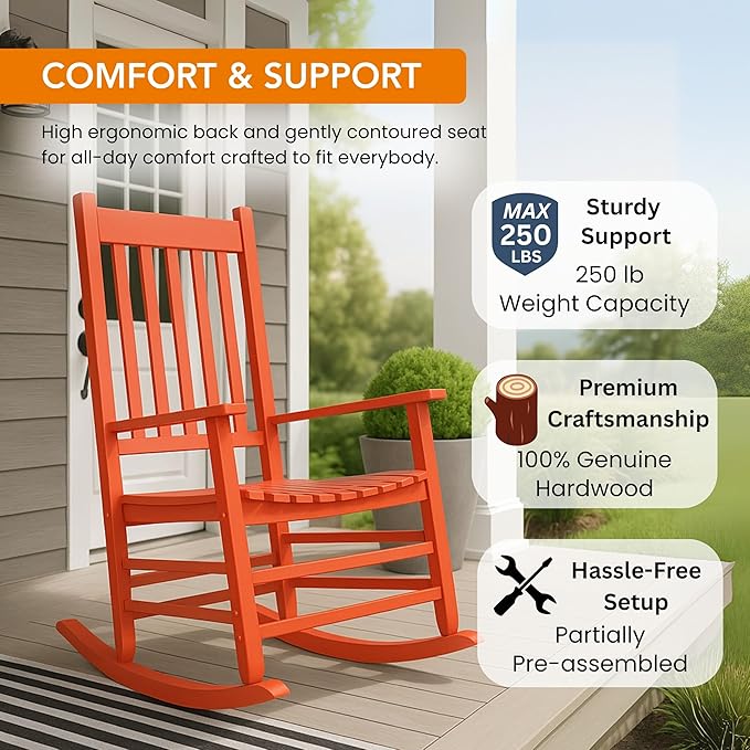 Shine Company Vermont Porch Rocker – Tuscan Orange
