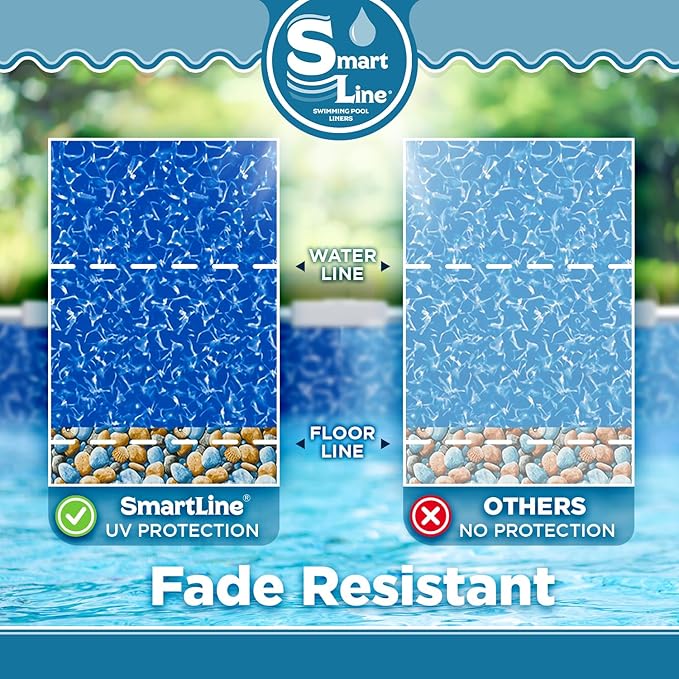 Smartline 24 ft Round Swimming Pool Liner | Bedrock | Overlap Style | 48-52 Inch Wall Height | 25 Gauge Heavy Duty Virgin Vinyl | Designed for Steel Sided Above Ground Pools