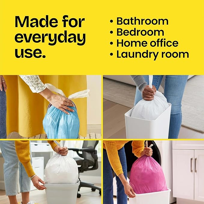 Glad Small Trash Bags 4 Gallon, Lemon Fresh Bleach Garbage Bags, Odor Resistant with Drawstring, 80 Count