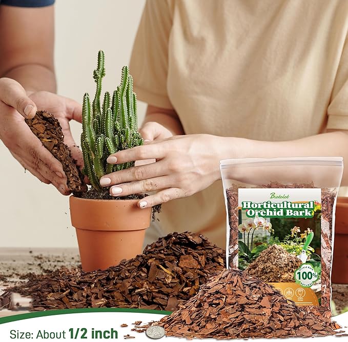 18qt Orchid Bark Horticultural Grade- Natural Mulch for Potted Plants, Root Development of Orchid Plants and Garden Soil Amendment Mix
