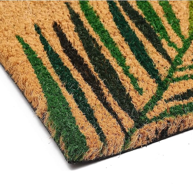 Juvale Door Mat - 30 x 17 in, Brown, Tropical Style - Outdoor Coir Doormat for Front Door - Dirt-Scraping Welcome Mat