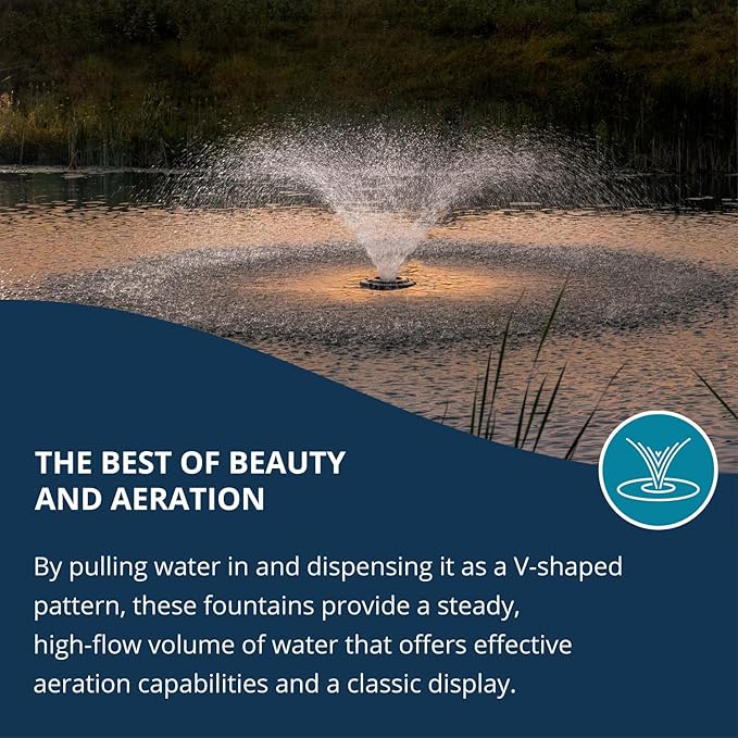 Kasco VFX Series Aerating Pond Fountain - 1/2 Horse Power 120V Single Phase with 50 ft Electric Power Cord | Pond Aerator Pump for Ponds & Lakes | Efficient Pond Aeration Systems