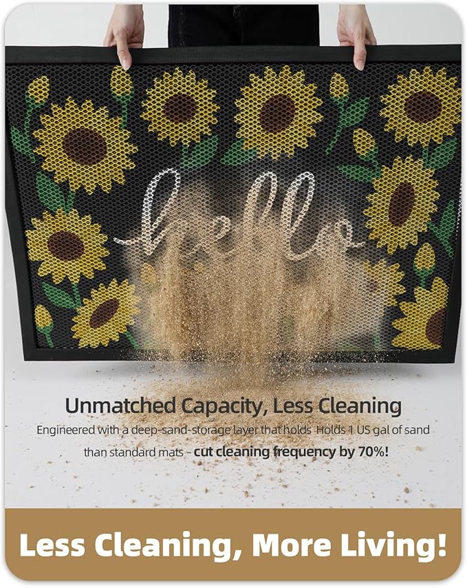 Color&Geometry Outdoor Door Mat, Resilient & Flexible Non-Slip Door Mat 24"x36", Dirt Trapping Waterproof Doormat, Welcome Mat for Porch, Patio & Entryway, Sunflower Amber
