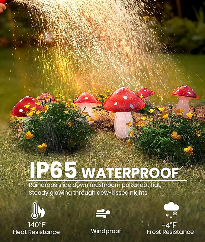 18 Pack Solar Mushroom Lights Outdoor, Garden Outdoor Decor, 8 Lighting Modes, IP65 Waterproof, Crystal-Clear Fairy Decoration for Pathway/Yard/Flower Bed/Patio/Landscape/Backyard/Dwarf, String 2×30FT