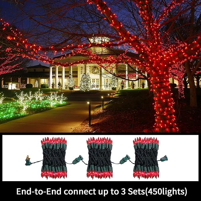 LAMPHOME Red Valentines Day Decor Lights,150 Count 31.9FT Mini Valentine's Lights,Red Christmas String Fairy Lights Outdoor Indoor Plug in for Room Party Wedding Tree Valentines Day Decorations