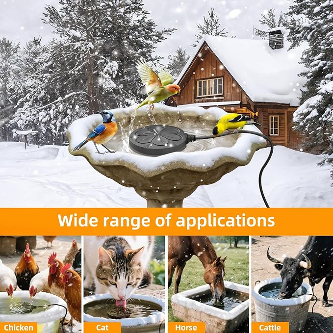 110W Bird Bath Heater for Outdoors in Winter–Submersible Pond Deicer,Cast Aluminum Thermostatic Chicken Water Heater