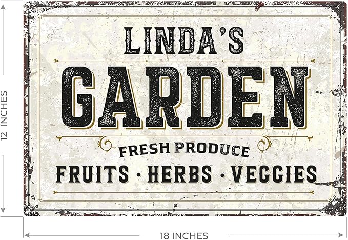 Custom Garden Fresh Produce Sign, Personalized Rustic Name for Backyard, Farm and Décor Sign, 12x18 Inches, Rust Free .063 Aluminum, Fade Resistant, Made in USA by Sigo Signs