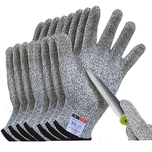Cutting Gloves, 4 Pairs of Cut Resistant Gloves Food Grade, Cut Resistant Gloves for Kitchen, Oyster Shucking, Fish Fillet Processing, Carving Wood and Gardening(X-Large)
