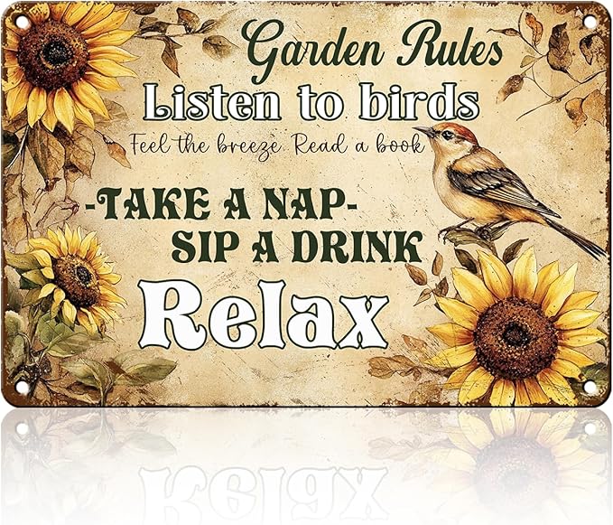 PEACHGARDEN Vintage Garden Rules Metal Tin Sign Outdoor Wall Art Women Gardening Gifts Durable Rustic Patio Yard Farmhouse Decor 12x16inch