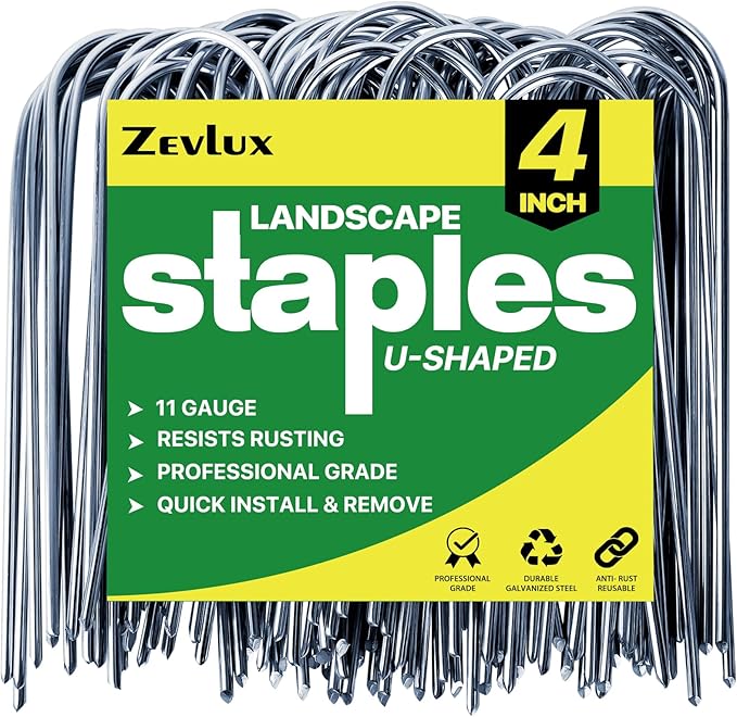 4 Inch 80 Pack 11 Gauge U - Shape Garden Stakes Set: Drip, Line & Irrigation Tubing Stakes, Galvanized Landscape Staples for Tube, Lawns, Weed Barriers, Landscape Fabrics, Irrigation Hose, Floor Mats