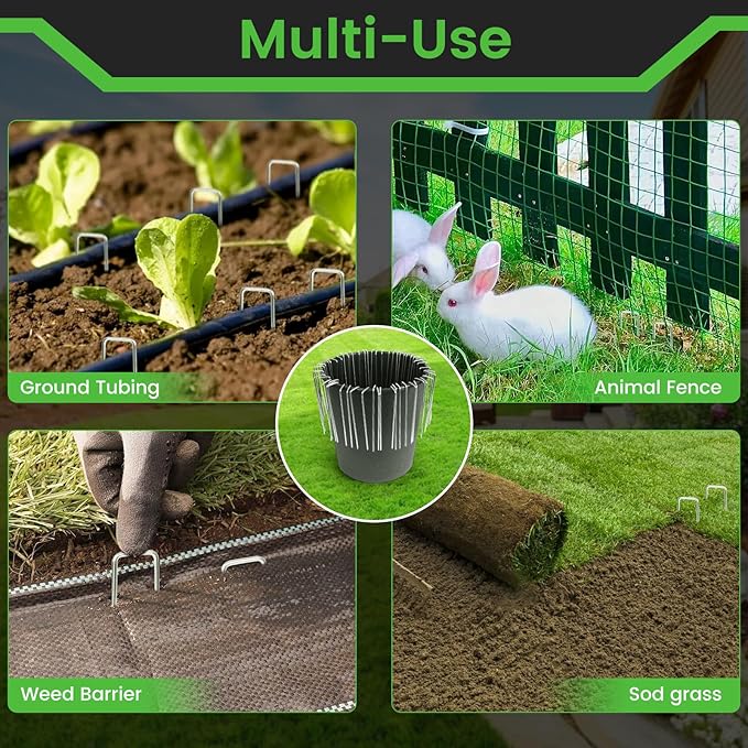 60 Pack 6 Inch Landscape Staples 11 Gauge Heavy Duty Galvanized Garden Stakes, U-Shaped Ground Pins for Weed Barrier Fabric, Drip Irrigation Tubing, Sod, Lawn & Christmas Outdoor Decorations