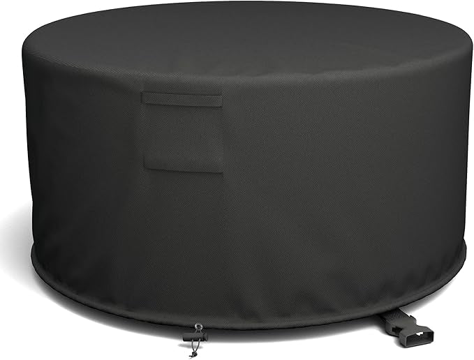 50'' Round Fire Pit Cover, Fits Wood Burning Firepit, Fire Pit Grill, or Fire Pit Ring DIY Process, Waterproof & Windproof, 50 Dia x 24 H