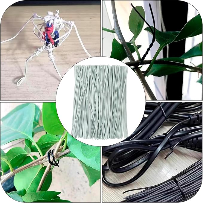 Gray Plastic Twist Ties Bulk, 6 Inch Reusable Twist Ties Garden Ties for Plants, 500 Pcs Metallic Twist Ties for Bread Bags, Vines and Wrapping Cords, Christmas Decor
