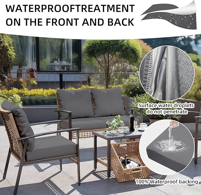 8Pcs Outdoor Cushion Covers, Patio Cushion Covers,Stretch Elastic Slipcovers, Replacement Washable & Reusable Furniture Protector for Patio Couch (Grey,Cover Only)