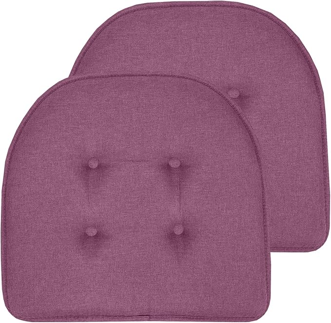Chair Cushion Memory Foam Pads Tufted Slip Non Skid Rubber Back U-Shaped 17" x 16" Seat Cover, (Pack of 3)