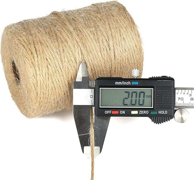 Anwyll 656Feet Twine String - 2MM Thick Brown Natural Jute Twine String Heavy Duty Industrial Packing Materials String for Crafts Gardening Gift Wrapping Balloon Halloween Thanksgiving Christmas Decor