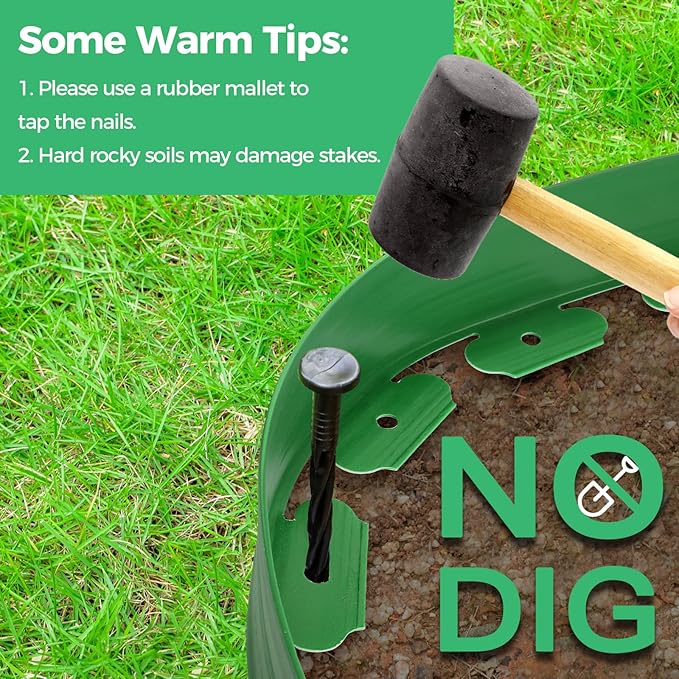 4-Inch x 100 FT Landscape Edging Border with 150 Stakes, Plastic Garden Edging Border Kit, Flexible No Dig Lawn Edging Border for Garden Flower Beds Yard Pathway Paver (Green)