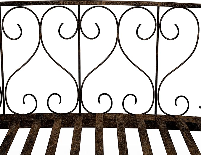 Outsunny 7' Metal Arch Garden Bridge with Safety Siderails, Decorative Arc Footbridge with Delicate Scrollwork S Motifs for Backyard Creek, Stream, Fish Pond, Bronze