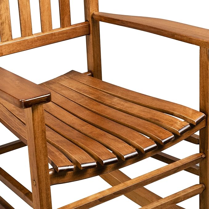 VINGLI Classic Wooden Rocking Chair with Handcrafted Comfort, Eco-Friendly and Durable Rocking Chair, Elegant and Stable Rocker for Indoor and Outdoor Use, Natural