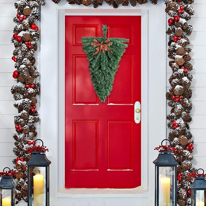 Christmas Swag for Decorating Outdoor, Christmas Teardrop Swag Ornament Decorative Props Pendant Wall Hanging for Front Door Indoor Outdoor Wall Hanging Decor