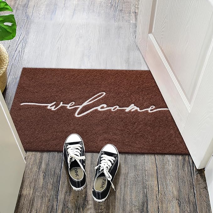 AAZZKANG Door Mat Outdoor Welcome Mat with Non Slip Rubber Backing Quickly Absorb Mud Easy to Clean Entry Doormat for Indoor High Traffic Areas Front Door