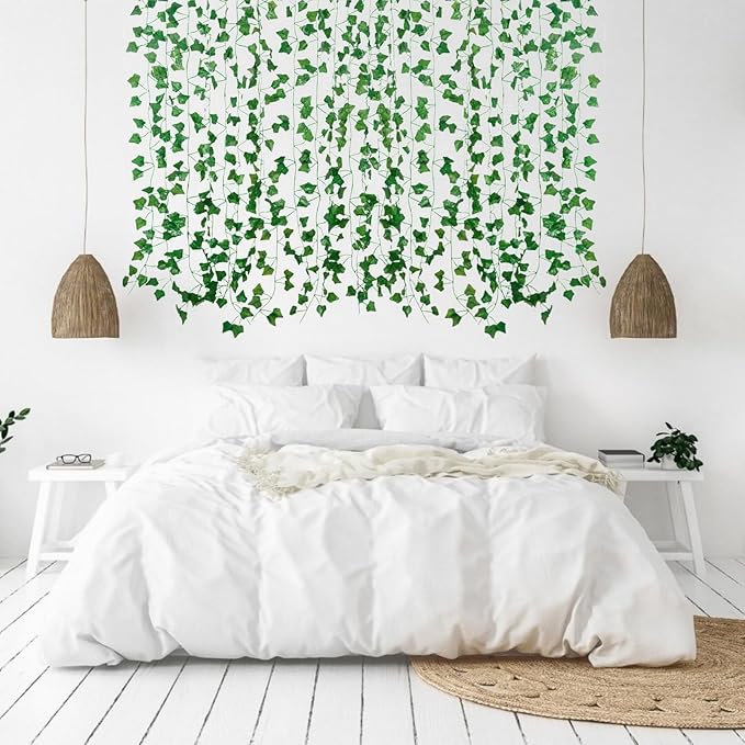 Fake Vines for Room Decor(72Pack518Ft) Aesthetic Artificial Plant Ivy Leaves Hanging Greenery Garlands for Home Bedroom Wall Wedding Christmas Party Office patio Indoor, Outdoor Garden Décor