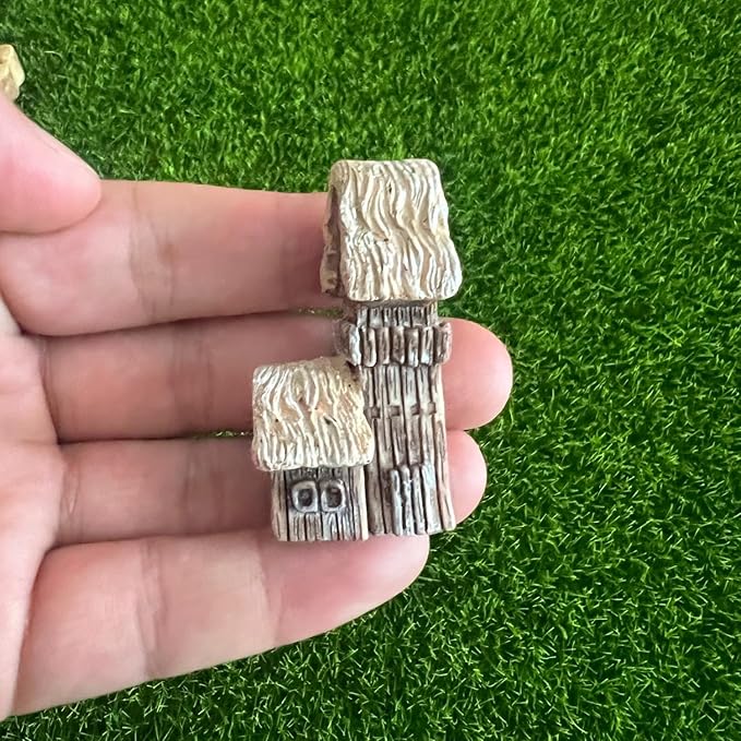 LONCESS Fairy Garden Accessories Miniature Tree House Bridge Mini Lighthouse Water Well Bridge Figurines Pond Lawn Ornament Figurines for DIY Craft Garden Decor,12 Peices