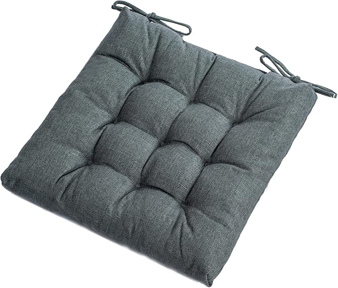 SQUARE MOON 4 Pack Chair Cushions, Seat Cushions, Chair Pads, Chair Mat for Indoor, Outdoor Dining Chair, Kitchen Chairs, Dining Room Chairs (16" × 16" × 4 Pack, Dark Grey)