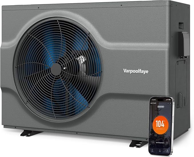65,000 BTU Inverter Swimming Pool Heat Pump for In Ground Pools 21,000 Gallons Electric Pool Heater for Above Ground Pool Heating Cooling WiFi Control 220v