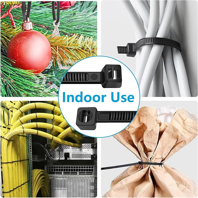 Zip Ties 10 inch (1000 Pack), Black Cable Ties, 45lb Tensile Strength, Wire Ties, Glufirm