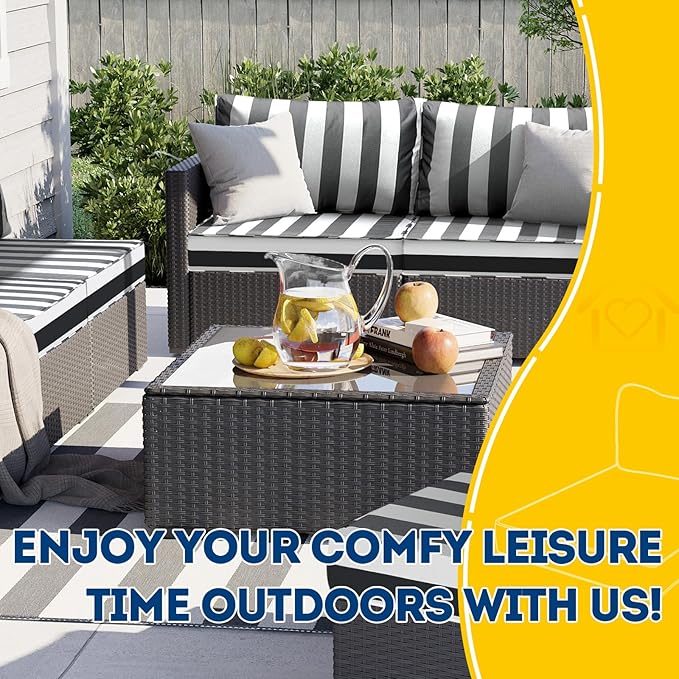 AAAAAcessories Outdoor Seat Cushions for Chairs, Fade-Resistant, Waterproof Patio Furniture Replacement Cushions, 23" x 23" x 5" + 23" x 13.5", Gray Cabana Stripe