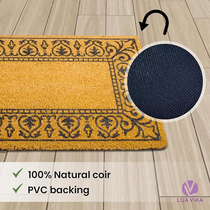 Coir Doormat 16"x27.5", Classic: Door Mat, Welcome Mat, Funny Pattern for Indoor & Outdoor Entrances