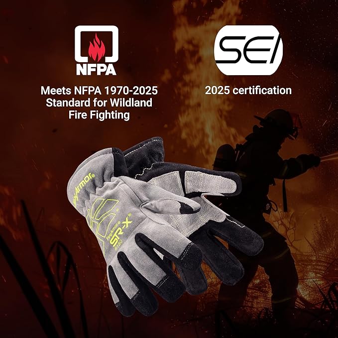 HexArmor FireArmor SR-X 8180 Firefighting Gloves, Structural, NFPA 1971:2018 Certified, Nomex & Kevlar, Flame-Resistant