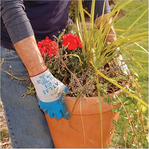 SHOWA Atlas 305 Natural Rubber Latex 3/4 Coated General Purpose Work Gloves with Poly/Cotton Liner, 10-Gauge, X-Large (12 Pair)