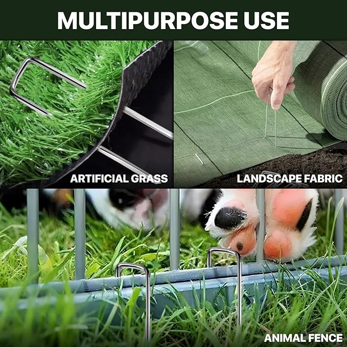 Landscape Staples 4 inch Stakes for Gardening 500 Pack Galvanized Garden Staples for drip Irrigation Landscape Fabric pins Updated Heavy-Duty Weed Barrier Fabric Lawn Outdoor Projects,Decorations