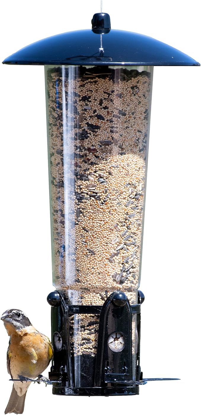 Perky-Pet Squirrel-Be-Gone Max Large Wild Bird Feeder with Flexports - Squirrel Proof Bird Feeder with Weight-Activated Perches - 3 lb Seed Capacity, 333-1SR Perky Pet