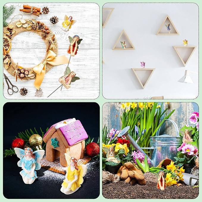 Jetec 10 Pcs Garden Miniatures Fairies Mini Figurine Fairy Accessories Decor for Outdoor Yard Home Decoration(Classic Color)