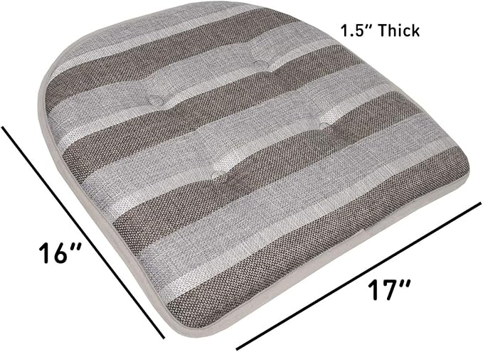 Chair Cushion Memory Foam Pads Tufted Slip Non Skid Rubber Back U-Shaped 17" x 16" Seat Cover, (Pack of 3)