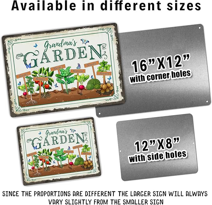 Custom Metal Signs with Name Made in USA Personalized Vintage Garden Sign Waterproof Vintage Decorative Metal Print for Wall Decor Customized Home Garden Ideas Gifts Artwork Prints for Yard Ourdoor