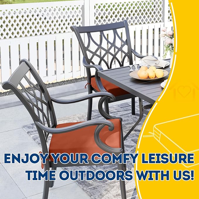 AAAAAcessories Outdoor Seat Cushions for Chairs, Waterproof, Fade-Resistant, 22" x 22" x 3", Patio Furniture Replacement Cushions, Set of 2, Rust