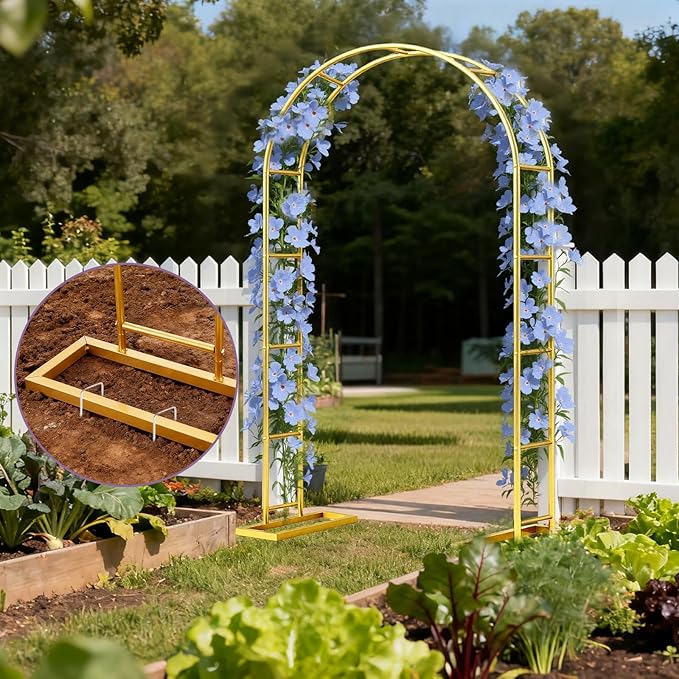 6.6FT Metal Garden Arch Trellis Arbor, Wedding Arch Stand with Steel Frame, Metal Pergola Arbor with Base, Assemble Freely 3 Sizes, for Valentines Day Garden Trellis Climbing Plant, Bridal Party