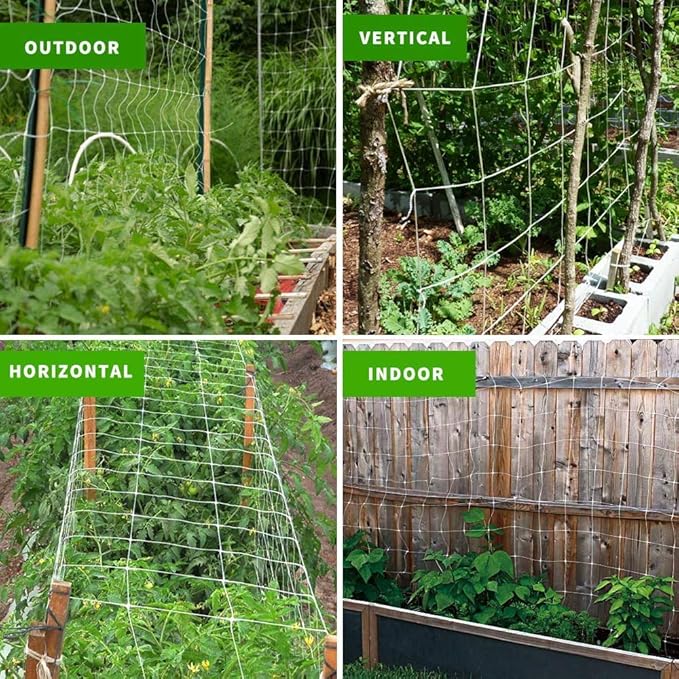 Tcamp Heavy-Duty Polyester Plant Trellis Netting 5 x 15ft (2 Pack) (5 Ft X 15 Ft)