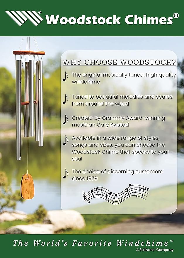 Woodstock Chimes Encore Collection, Chimes of Polaris, 22'' Silver Wind Chimes for Outdoor, Patio, Home or Garden Décor (DCS22)