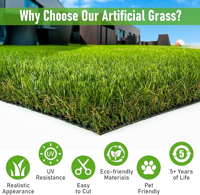 Artificial Grass Outdoor, 4x6 Ft Realistic Artificial Turf Grass Rug, Large Fake Grass for Dogs Indoor Outdoor Garden Lawn Landscape Patios Decoration