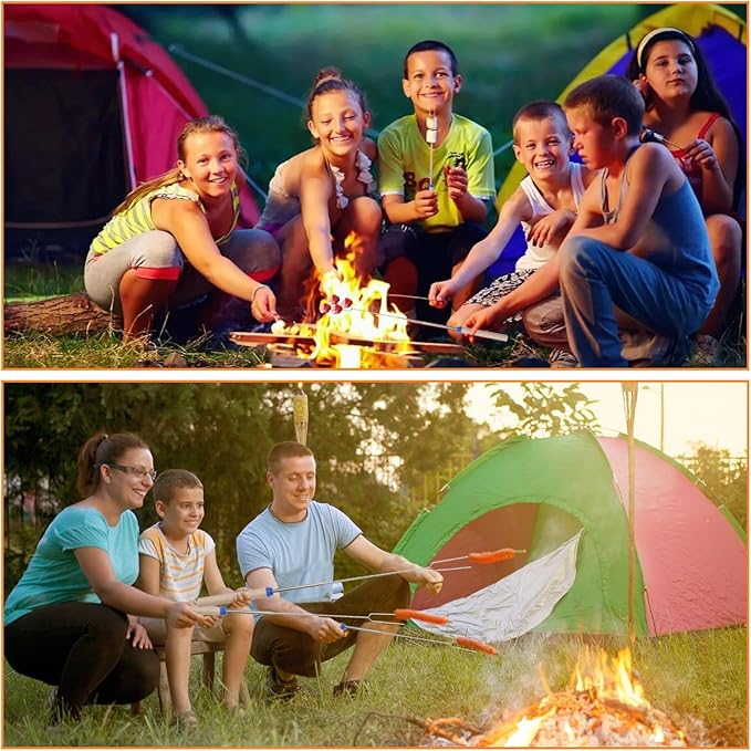 32 Inch Marshmallow Roasting Sticks Bulk, Smores Skewers for Fire Pit Kit, Hot Dog Camping Skewers Accessories Campfire Marshmellow Extendable Forks Bbq Tools Smores Sticks(20 Pack)