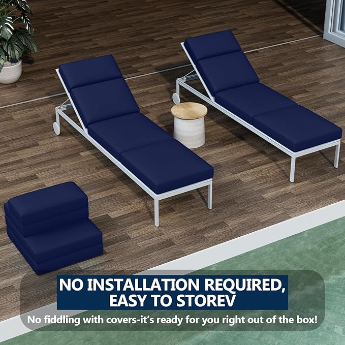 Chaise Lounge Cushions Outdoor, 72 x 21 x 4 Inch Lounge Chair Cushions for Outdoor Furniture - Waterproof Lounge Patio Replacement Cushion, 4In Fade-Resistant ThickPatio Chaise Lounge Cushion