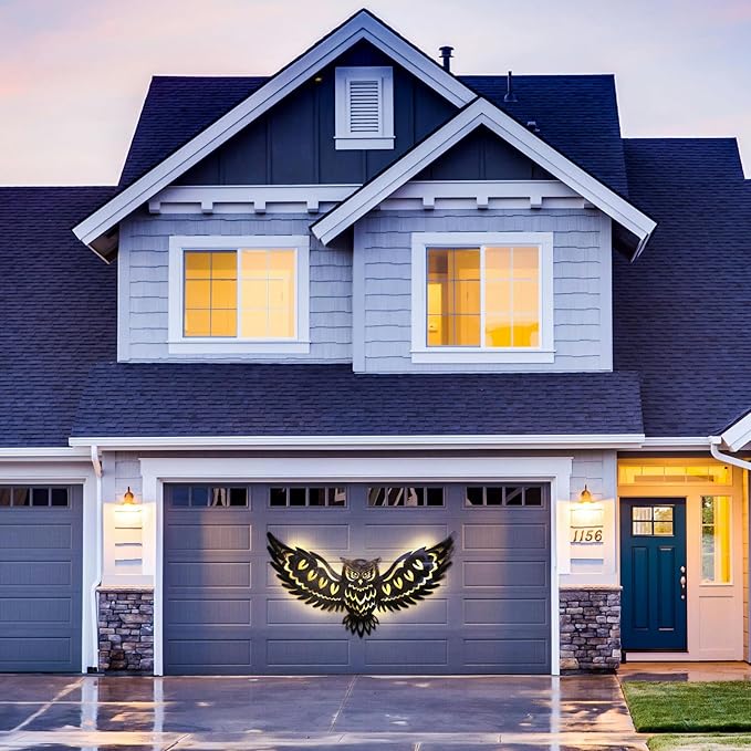 Mothers Day Gifts for Women Solar Metal Wall Art Decor Lights Owl Hanging Outdoor Solar Garden Decor Lights Porch Patio Yard Decorative Warm Gifts for Women Mom